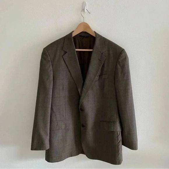 Brooks Brothers 1818 Madison Plaid‎ Mens 43R/38 WoolBlazer Brown